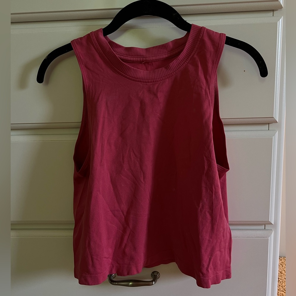 Fabletics Hot Pink Crop Workout Tank Top; size S